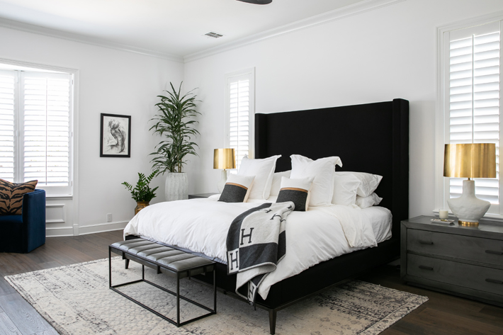 black and white bedroom hermes blanket