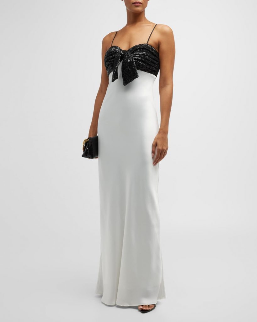 Ronny Kobo - Vannia Sequin Two-Tone Sequin Bow Gown