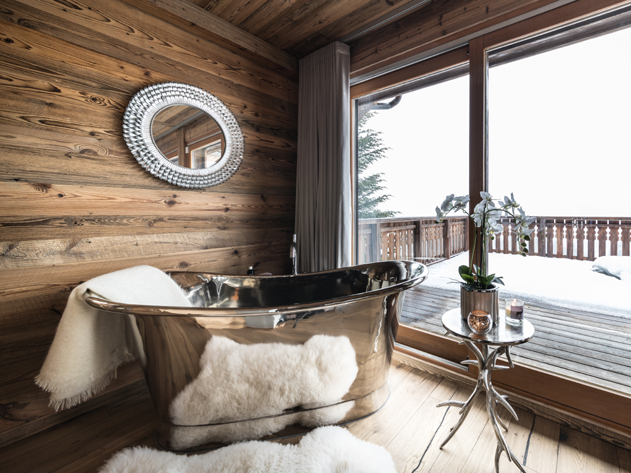 Interior by Ven Morgan winter ski chalet bathroom