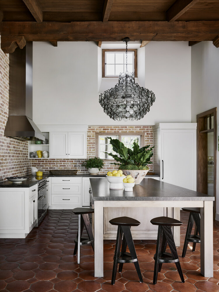 rustic kitchen Rainn Wilson & Holiday Reinhorn residence designed by Interior Archeology Spanish Hacienda (Featured in AD Online / Photos by Douglas Friedman)