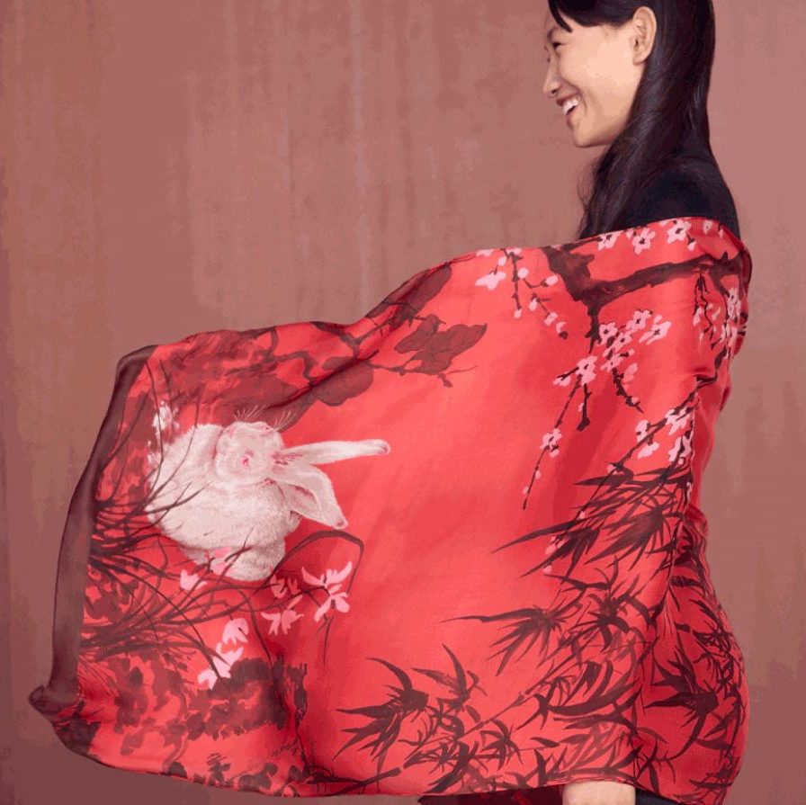 luxury brands chinese new year Rabbit Print Silk Foulard by Ferragamo