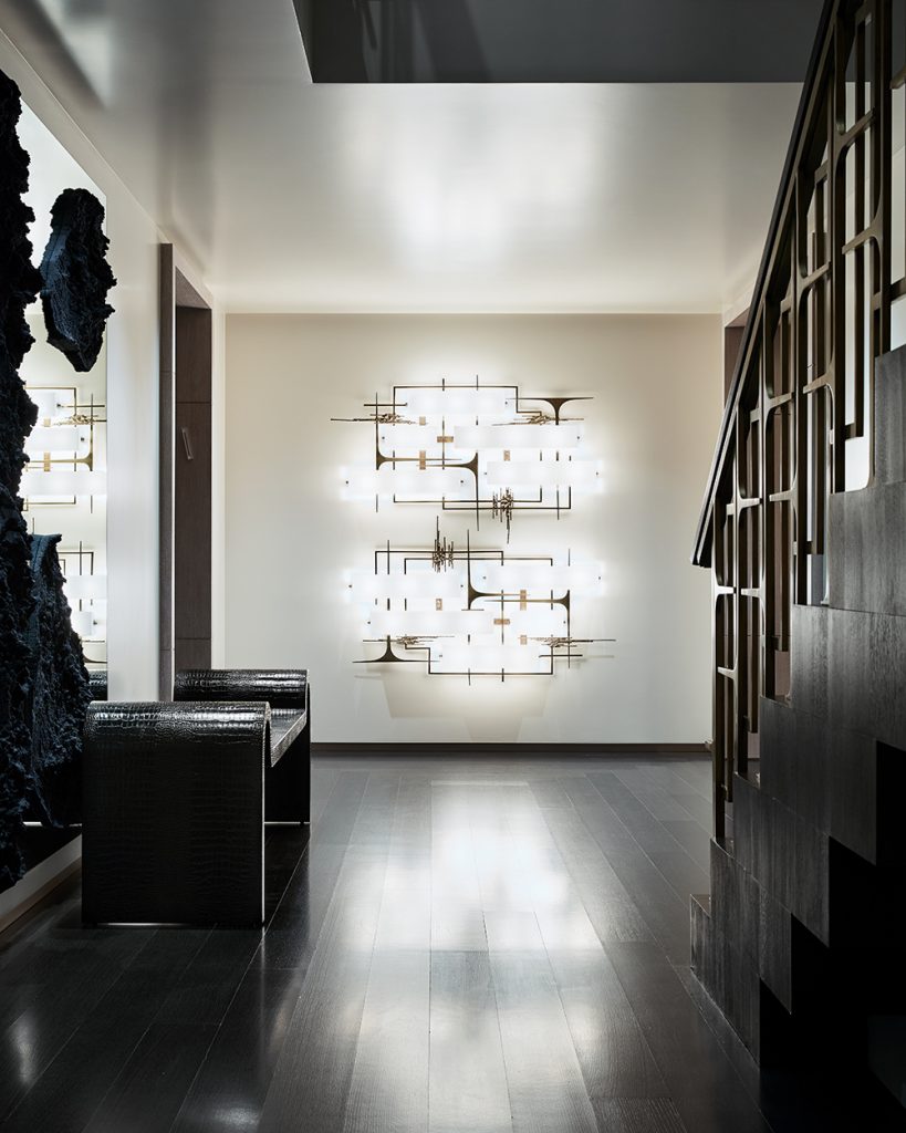 Madison Ave Duplex contemporary foyer with art installation d'aquino monaco