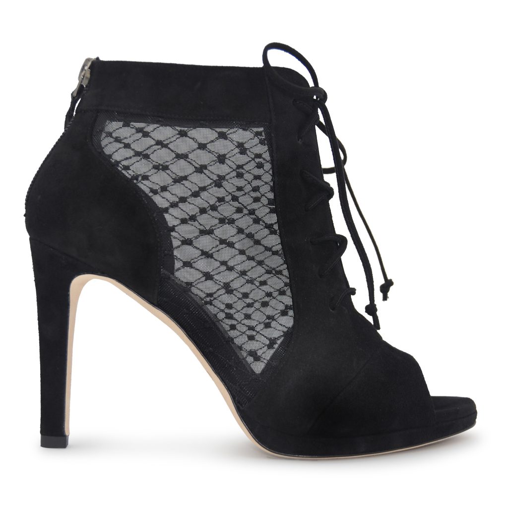 Erika Carrero Elizée black mesh open toe ankle boots