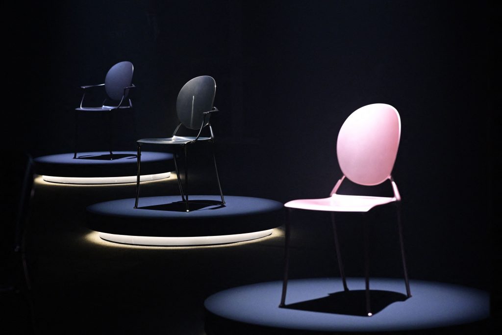 "Miss Dior" Medallion chairs designed by French designer Philippe Starck for Dior (Photo by MIGUEL MEDINA/AFP via Getty Images)