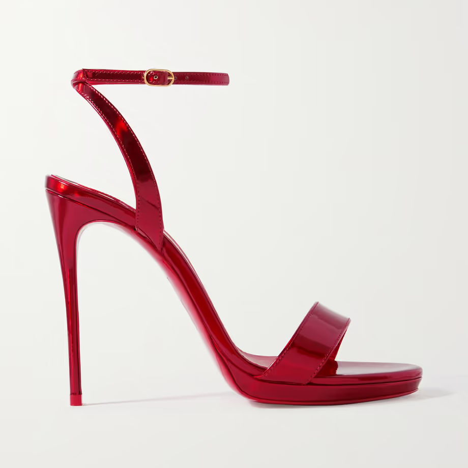 Loubi Queen Red Metallic Patent-leather Sandals by Christian Louboutin