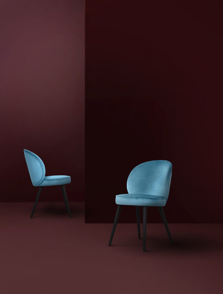 carnaval interior design style kk by koket blue dining chairs colorful fun modern furniture