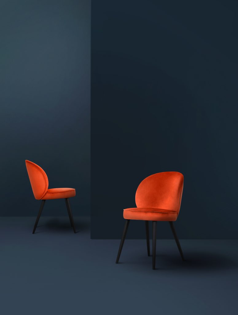 carnaval interior design style kk by koket orange dining chairs colorful fun modern furniture