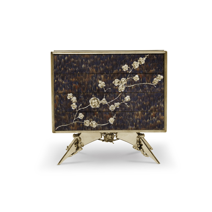 flowers in home decor  spellbound nightstand by koket feathers with floral brass lace overlay luxury furniture