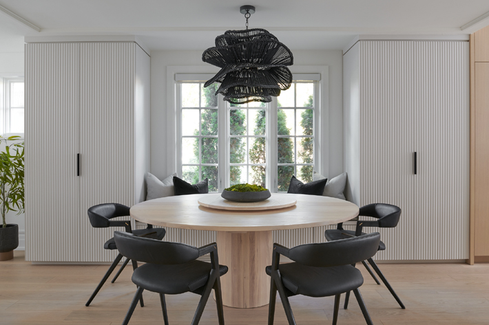 jessica cinnamon luxury black white and oak dining room