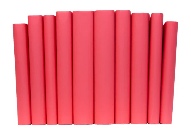 Wrapped decorative book set by Latitude Run viva magenta at home