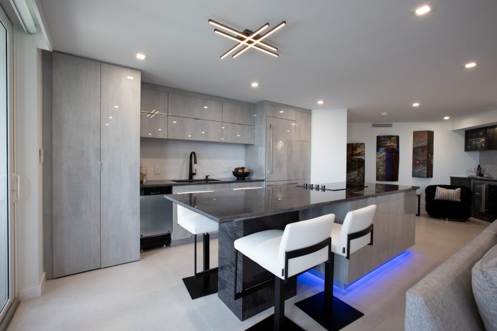 Mosaic Luxe Interior Design, Boca Raton, Florida contemporary kitchen design gray