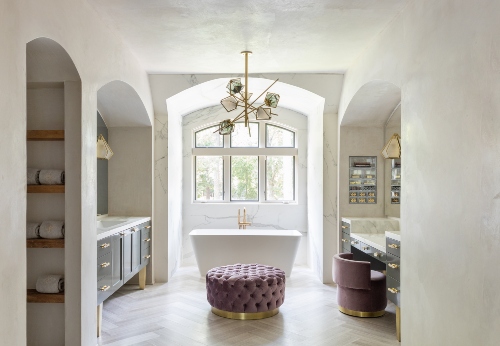 The Harlow Small Chandelier bathroom design by nina magon
