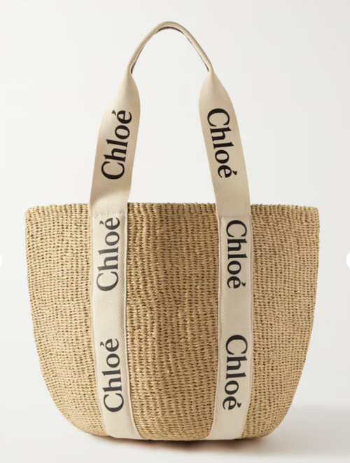 Chloé large printed woven tote bag summer fashion outfit ideas