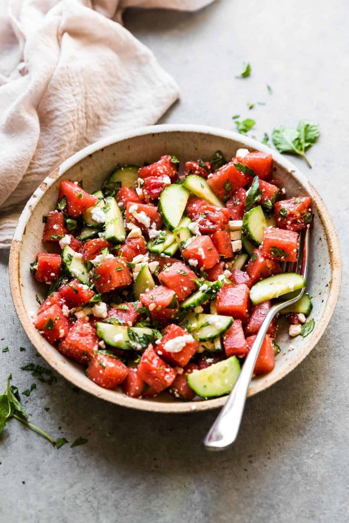 Watermelon Basil Feta Salad 