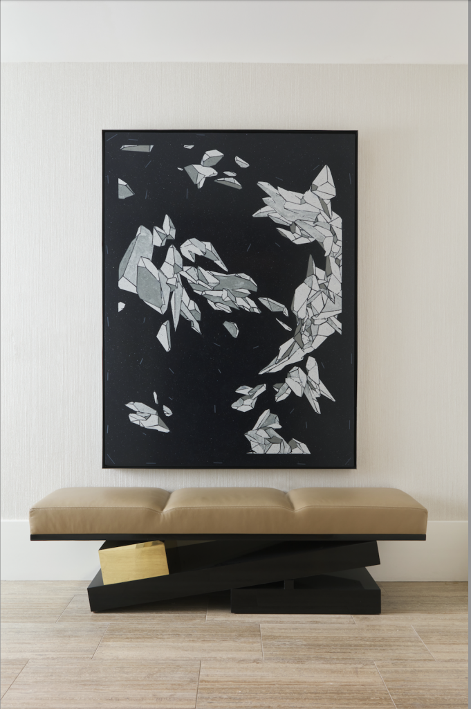 Penthouse entryway by KES Studio, art by Lee Bul photo by stephen busken west hollywood penthouse