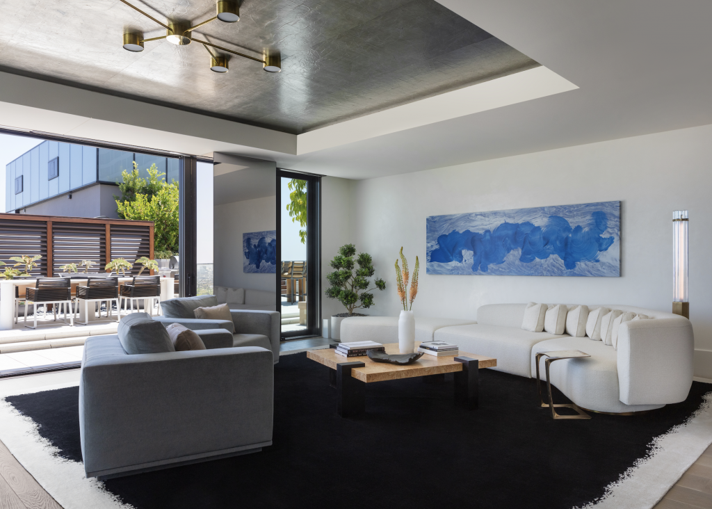 Penthouse living room furnished and decorated