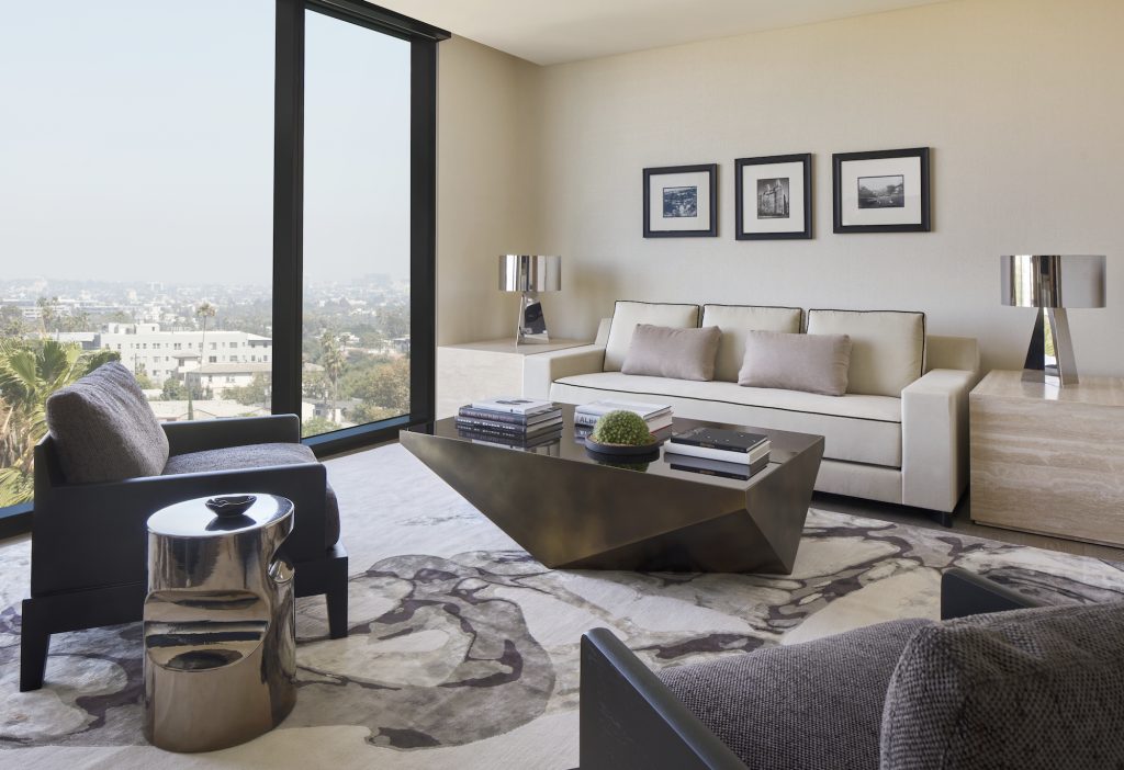 west hollywood la Penthouse sitting room with floor to ceiling window
