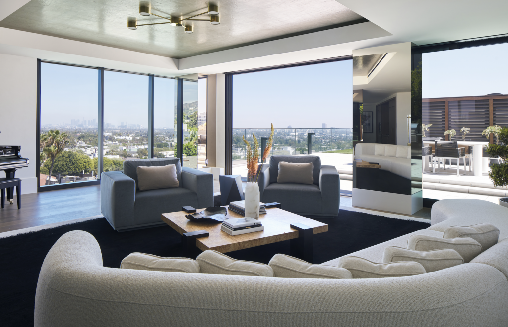 Penthouse furnished living room with views of Los Angeles west hollywood penthouse
