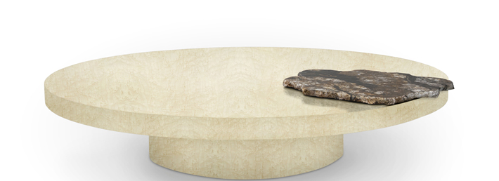 mineral coffee table koket luxury home decor natural round granite birds eye veneer