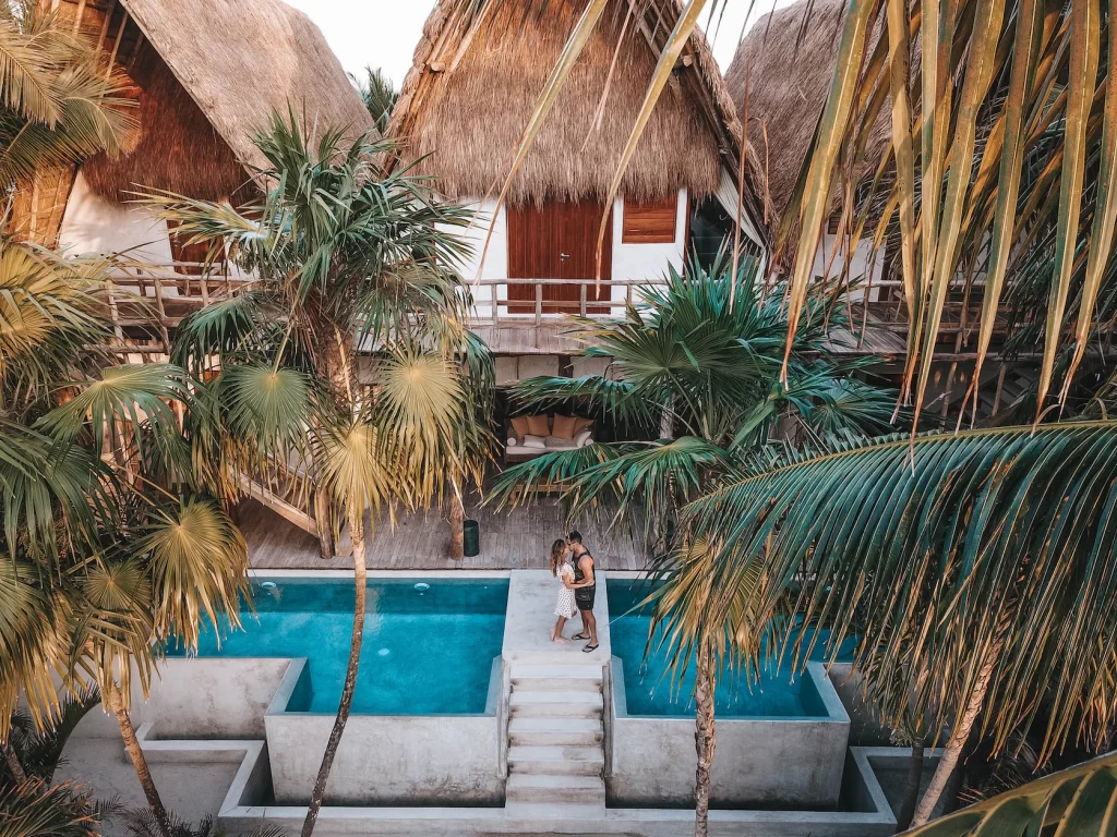 Couple at luxury villa Tulum Mexico by Roberto Nickson