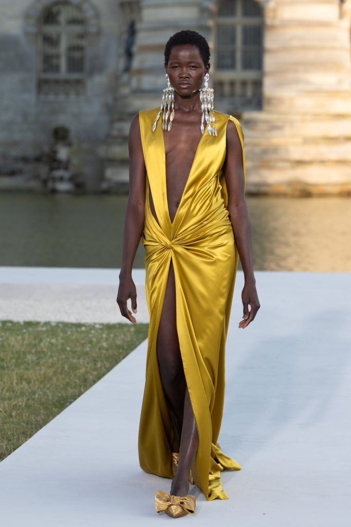 Valentino yellow gold silk dress
