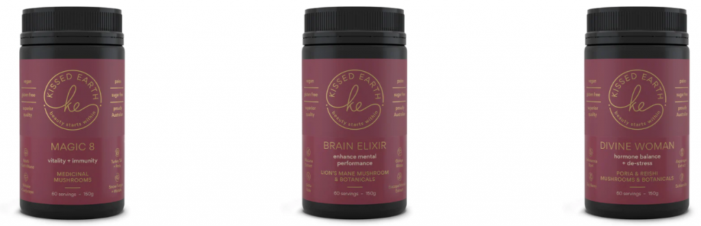 healthy mind and body Kissed Earth's mushroom supplements - Experience the benefits in Australia
