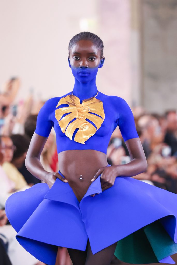 human anatomy fashion Schiaparelli Haute Couture Fall/Winter 2023/2024 show as part of Paris Fashion Week on July 03, 2023, in Paris, France. (Photos by Peter White/Getty Images)
