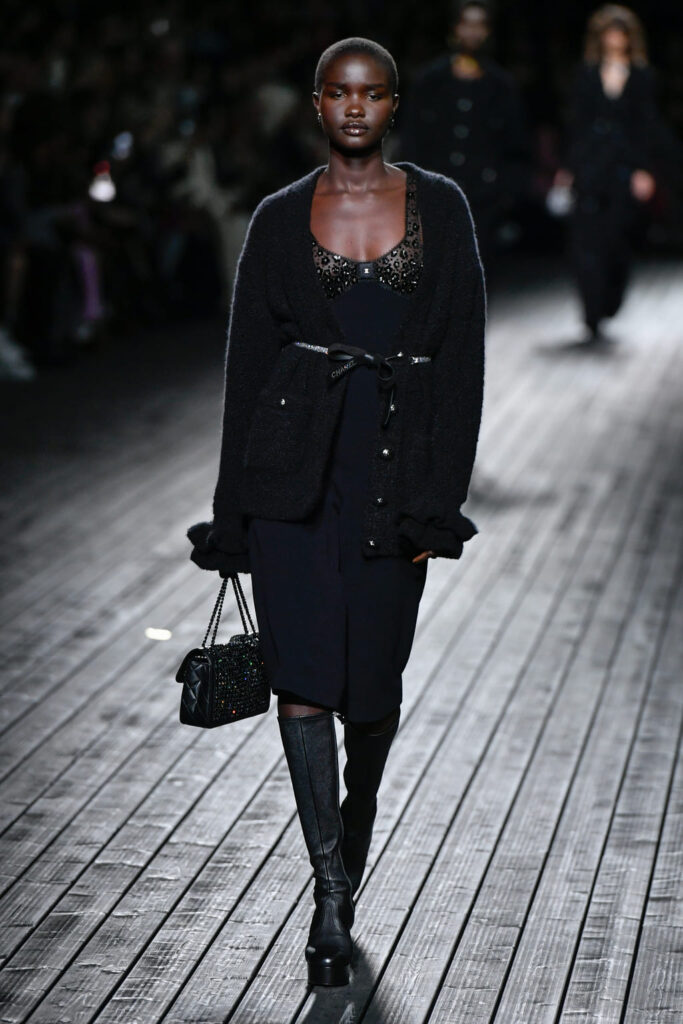 A model on the runway at Chanel RTW FW 2024 as part of Paris Ready to Wear Fashion Week held at Grand Palais Éphémère on March 5, 2024 in Paris, France. (Photo by Dominique Maitre/WWD via Getty Images)