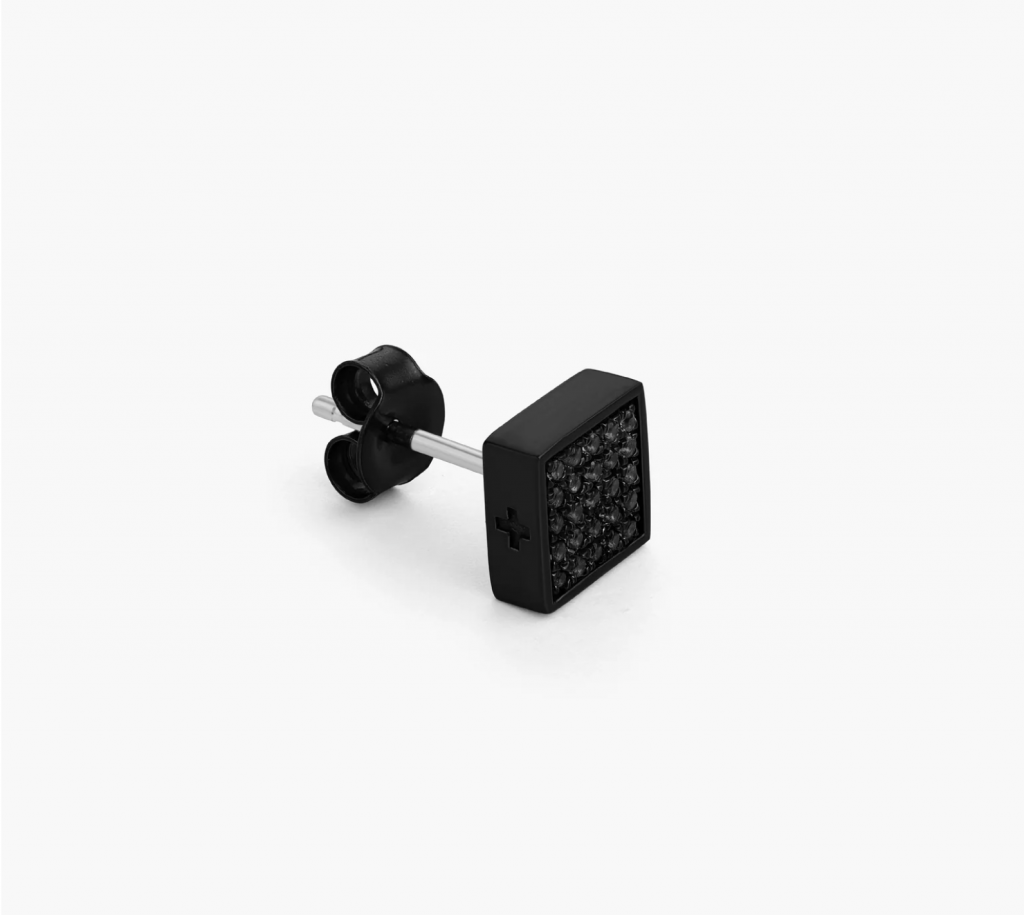 Monochrome Square Stud in Ash all inclusive jewlery