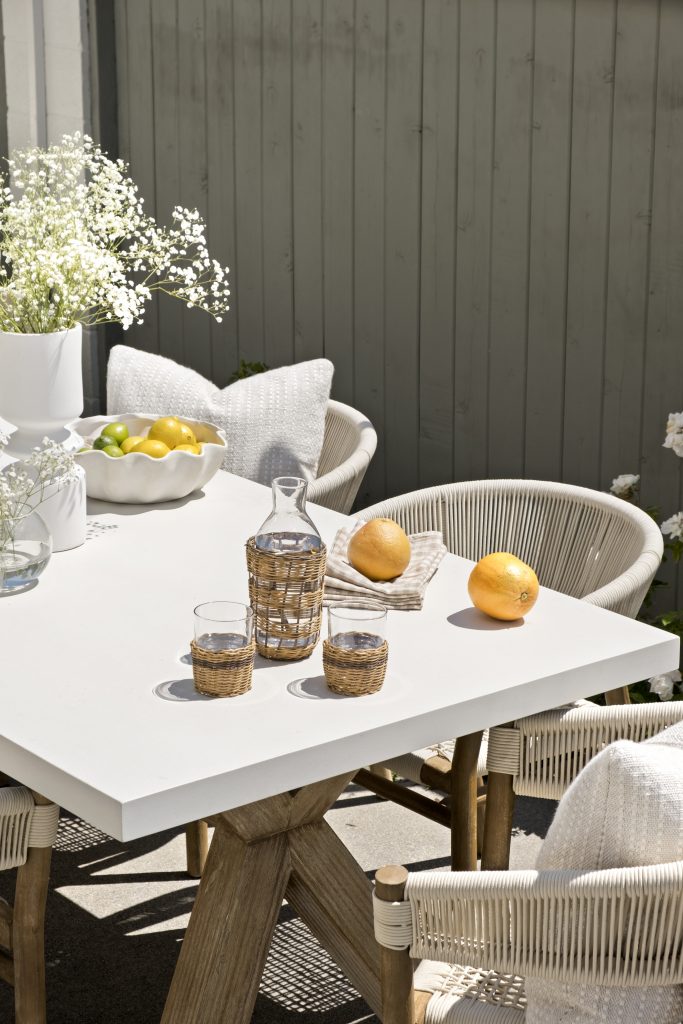 Outdoor design concept with chairs and dish ware