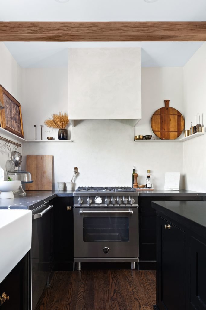 Victoria Holly Interiors kitchen design black and wood accents