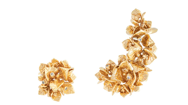 Bougainvillea Ear Cuffs + Bud Earrings, Handcrafted by Carolina Curado, Available at My Object of Desire