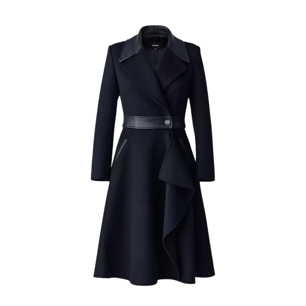 Package rose wool and leather coat for women