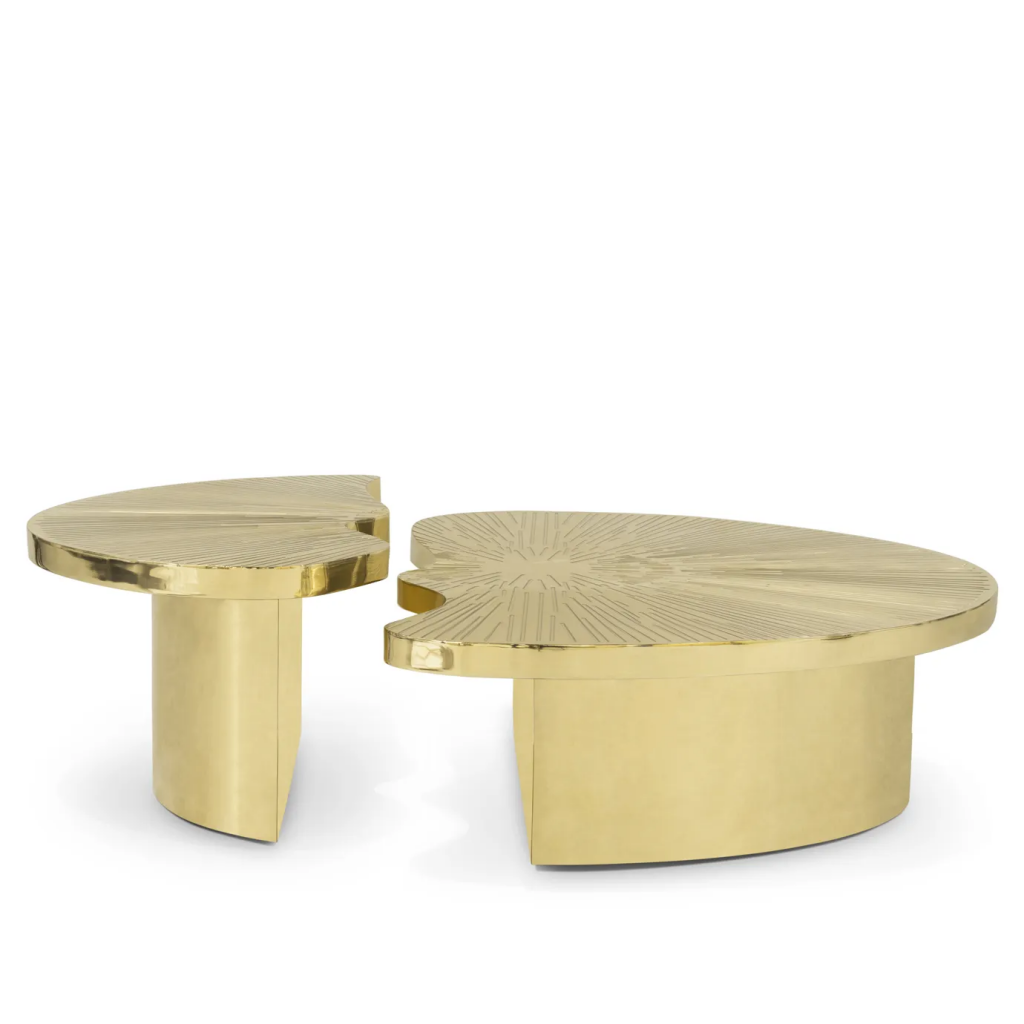 myth two piece brass nature inspired cocktail coffee table koket