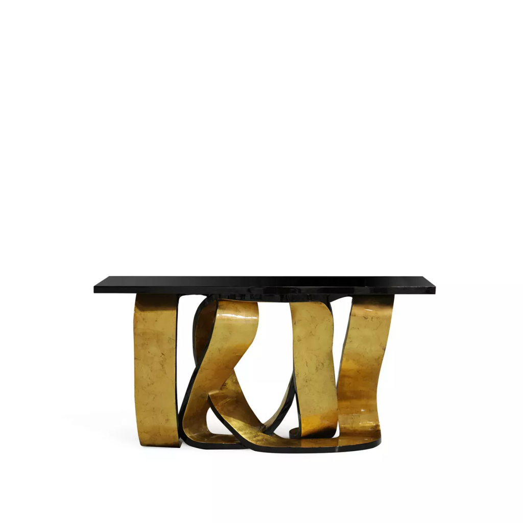 gold leaf ribbon console table by koket