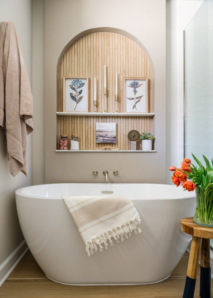luxury Bathroom tub with art and wall niche by Laura Chappetto Flynn Element Design Network