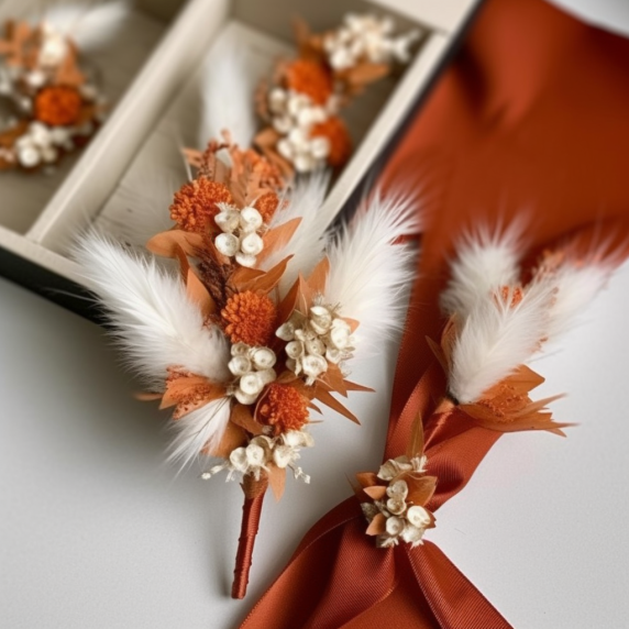 terracotta boutonnieres and corsages