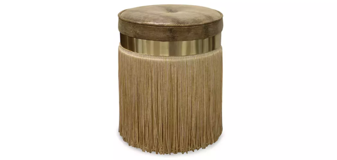 isabella stool pouf by koket luxury home decor tassel fringe