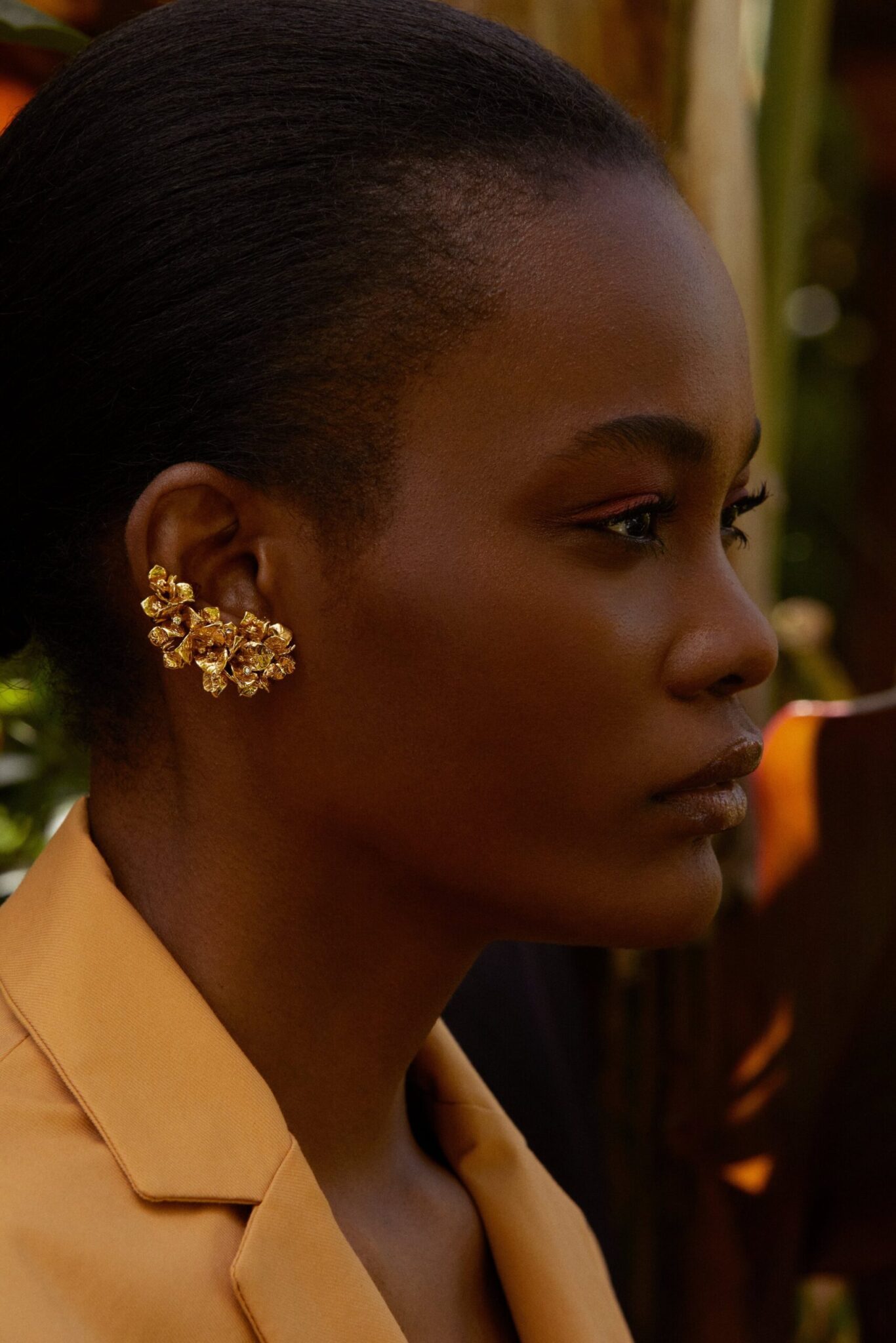 caolina curado bougainvillea cuff floral gold earring luxury flower jewelry