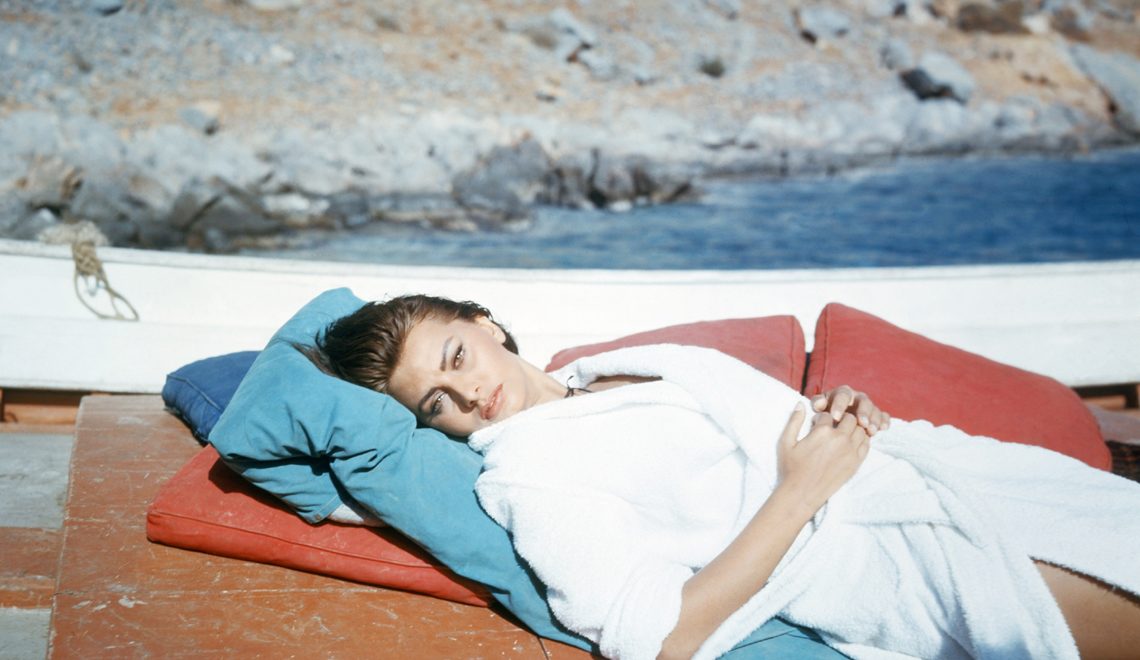 Italian actress Sophia Loren reclining in a toweling bathrobe, circa 1960. (Photo by Silver Screen Collection/Getty Images)