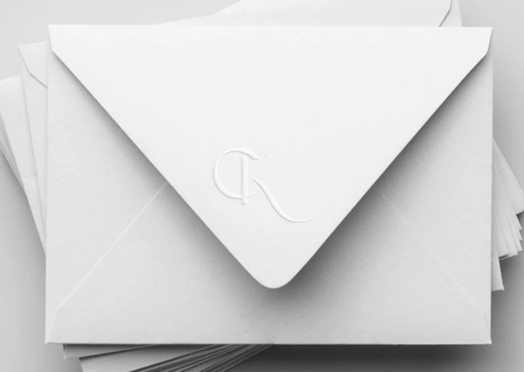 Monogram envelope design by Penelope of DesigningLove