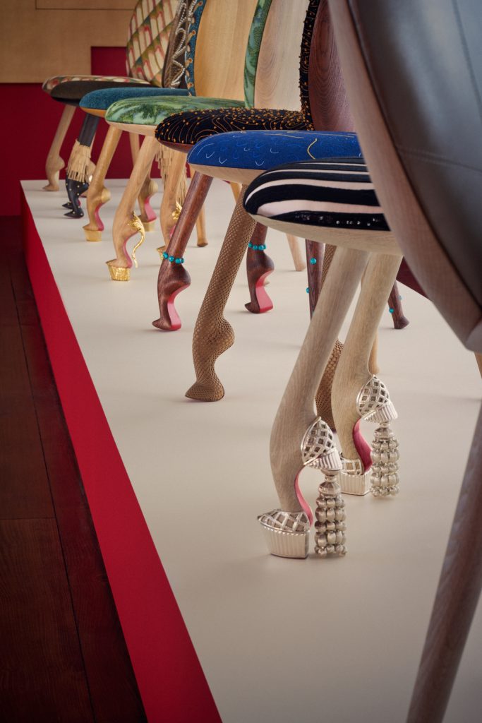 Pierre Yovanovitch And Christian Louboutin fashion and interior design collaboration high heel chairs