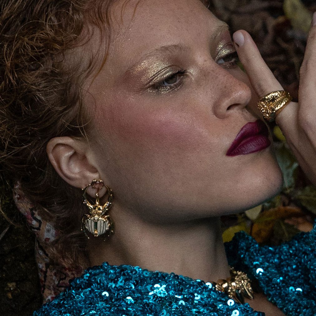 royal enamel Beetle earrings by carolina curado garden trend fashion at my object of desire e-boutique