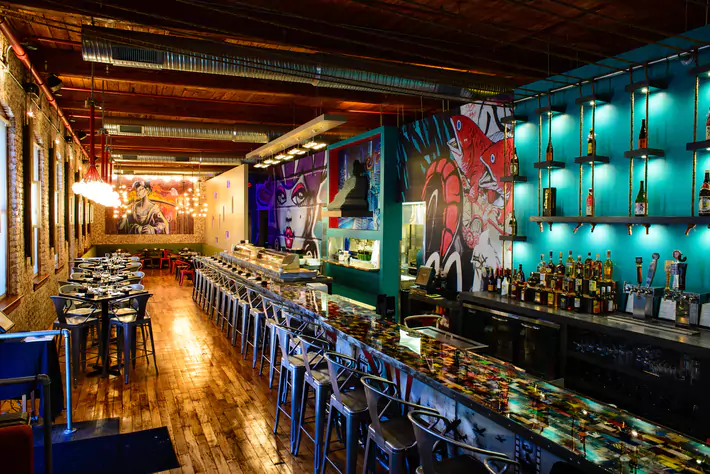 Interior of Eight Sushi and Asian Kitchen by designbar charlotte nc