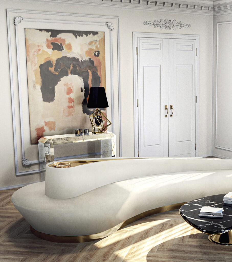 tamara console table and reptillian sofa by koket