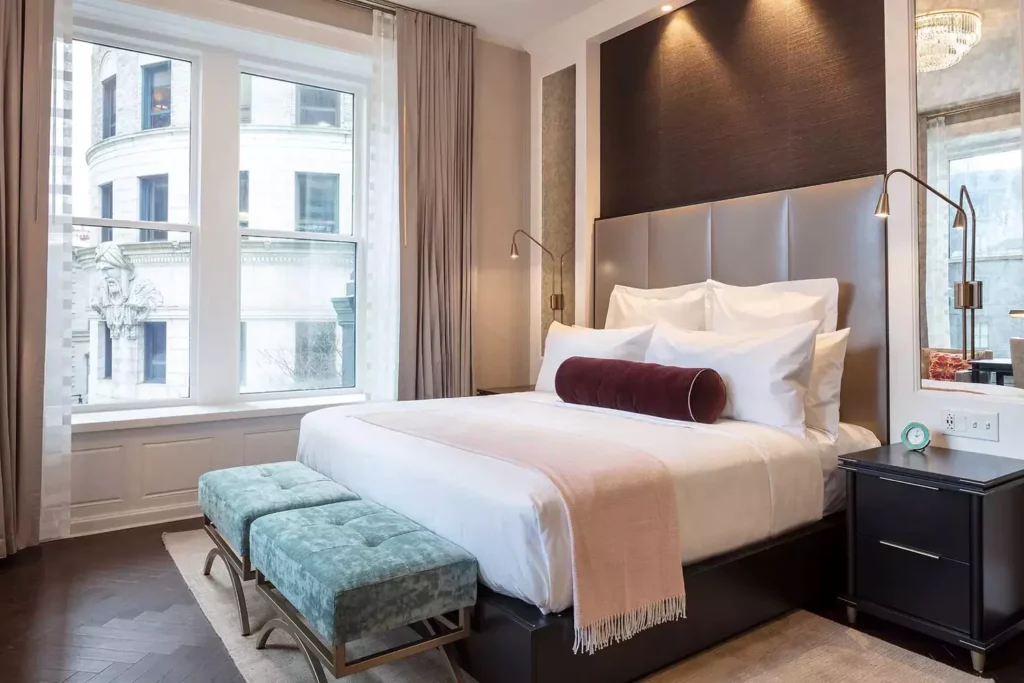 Beatrice Hotel guest room by Jason Millhouse and ZDS