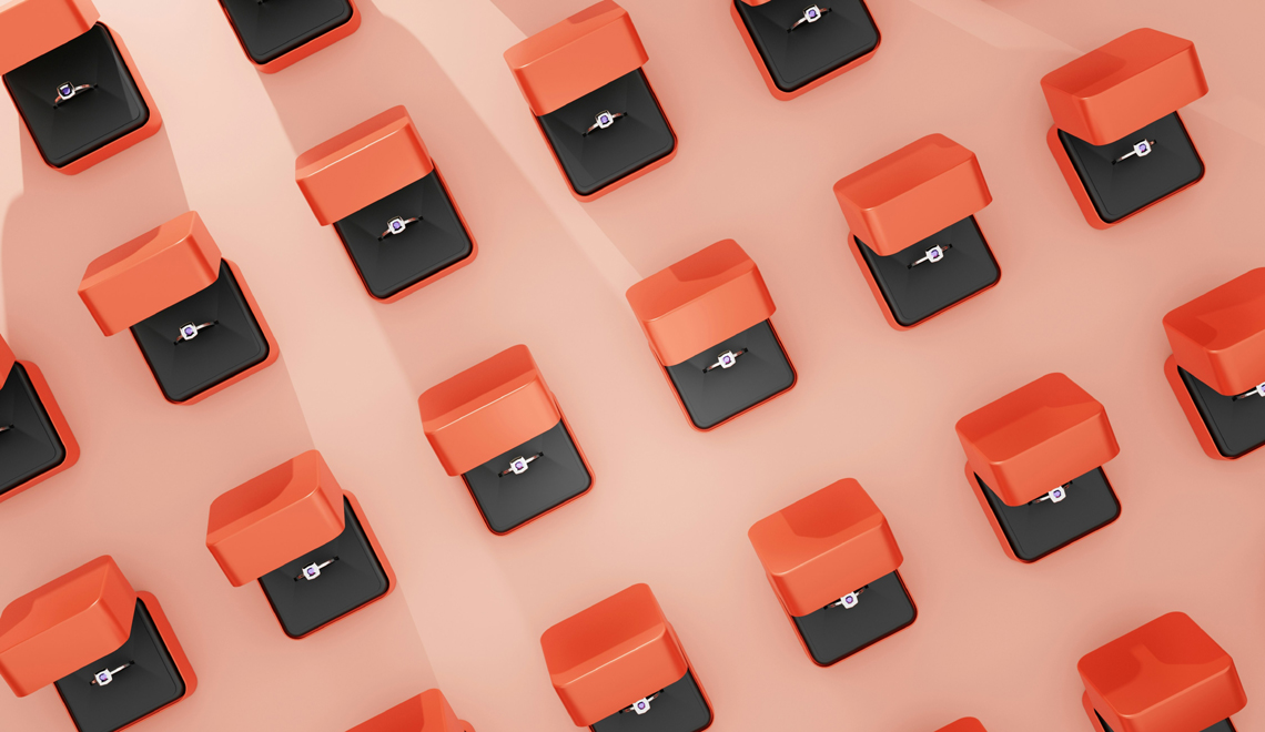 where does the engagment ring tradition come from - photo of lots of engagement rings by philip oroni
