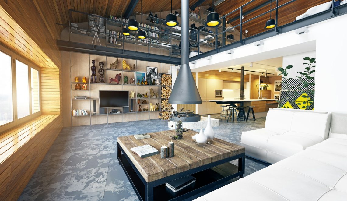 modern loft living room interior