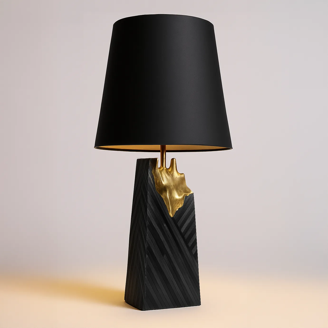 gild straw marquetry table lamp by koket