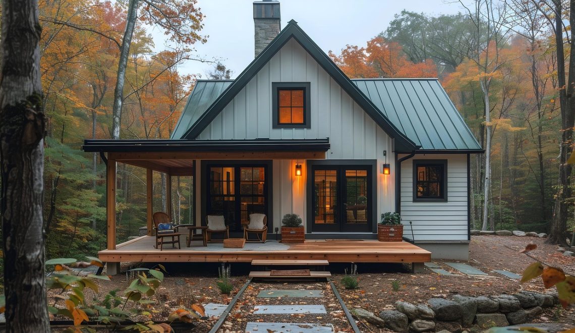 beautiful house in the middle of a forest